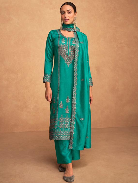 embroidered semi-stitched suit set - 20831615 - Zoom Image - 0