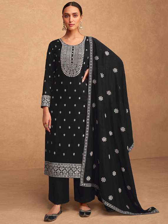 embroidered semi-stitched suit set - 20831618 - Zoom Image - 0