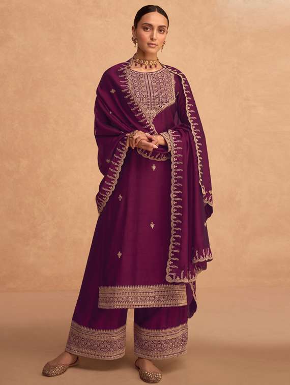 embroidered semi-stitched suit set - 20831619 -  Zoom Image - 0
