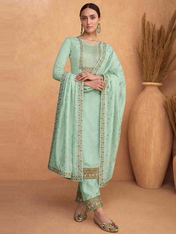embroidered semi-stitched suit set - 20831625 - Zoom Image - 0