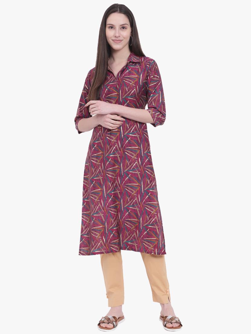 women three quarter sleeve straight kurta - 20832088 - Zoom Image - 0