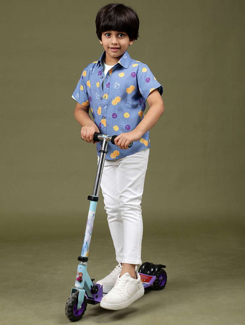 blue viscos printed rayon shirt - 20832097 -  Standard Image - 3