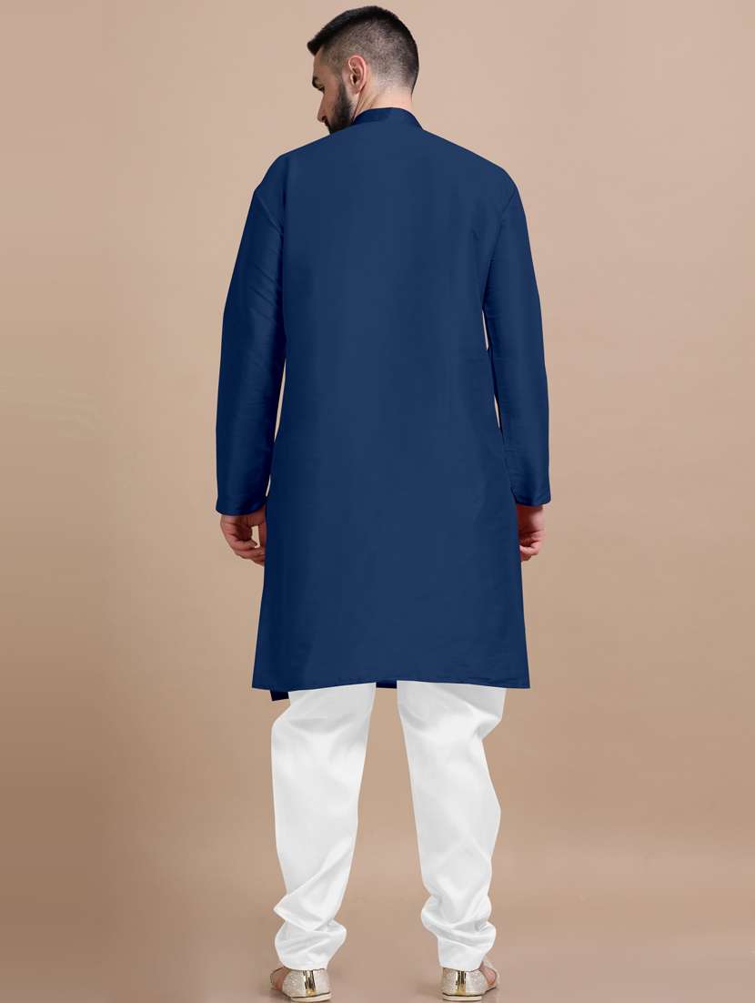 men solid mandarin neck long kurta - 20832412 -  Standard Image - 3
