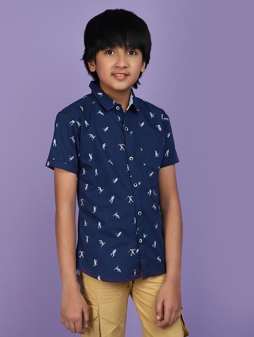 teal cotton printed shirt - 20836664 -  Standard Image - 0