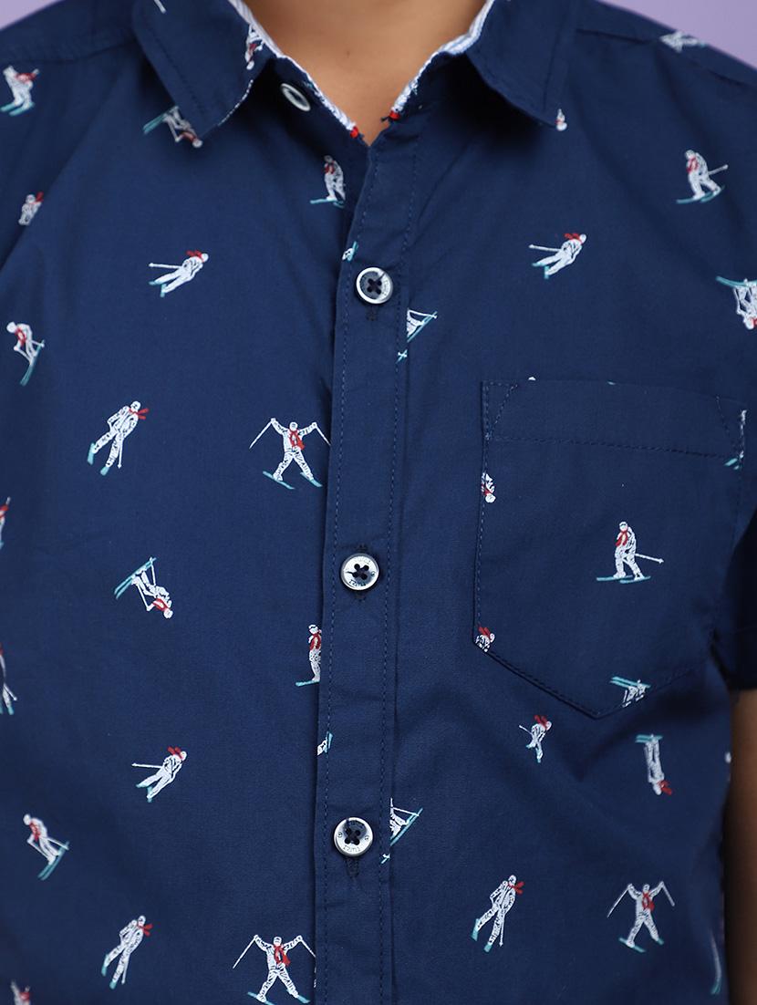 teal cotton printed shirt - 20836664 - Standard Image - 5