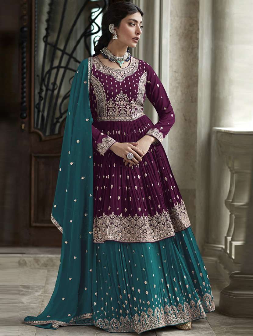 embroidered semi-stitched suit set - 20836752 - Zoom Image - 0