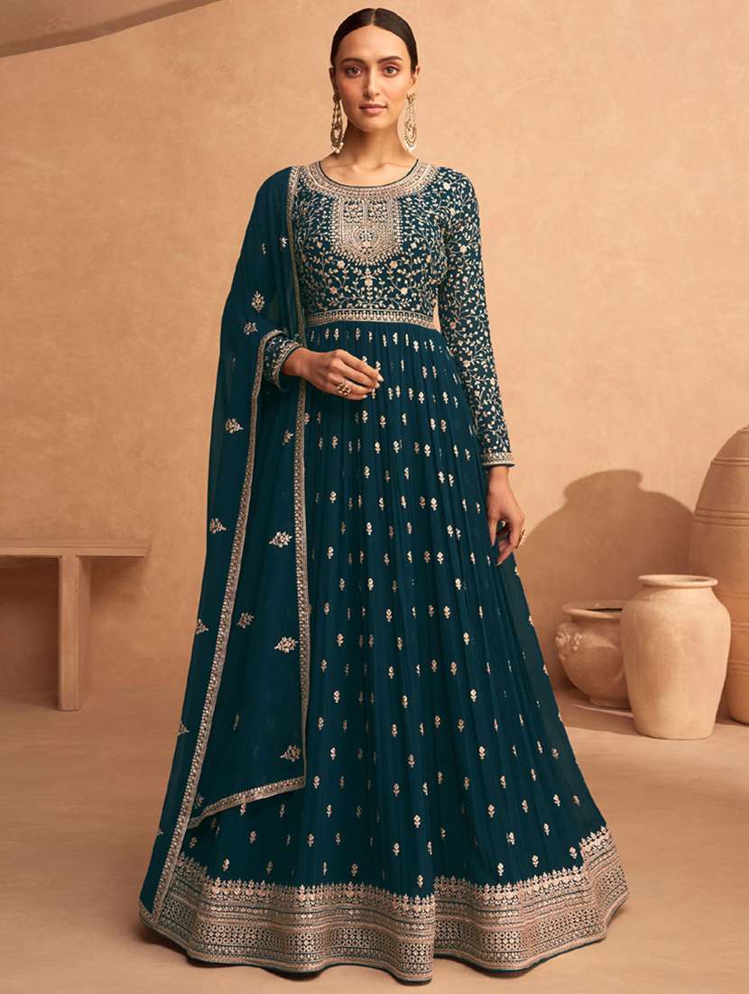 embroidered semi-stitched suit set - 20836755 - Zoom Image - 0