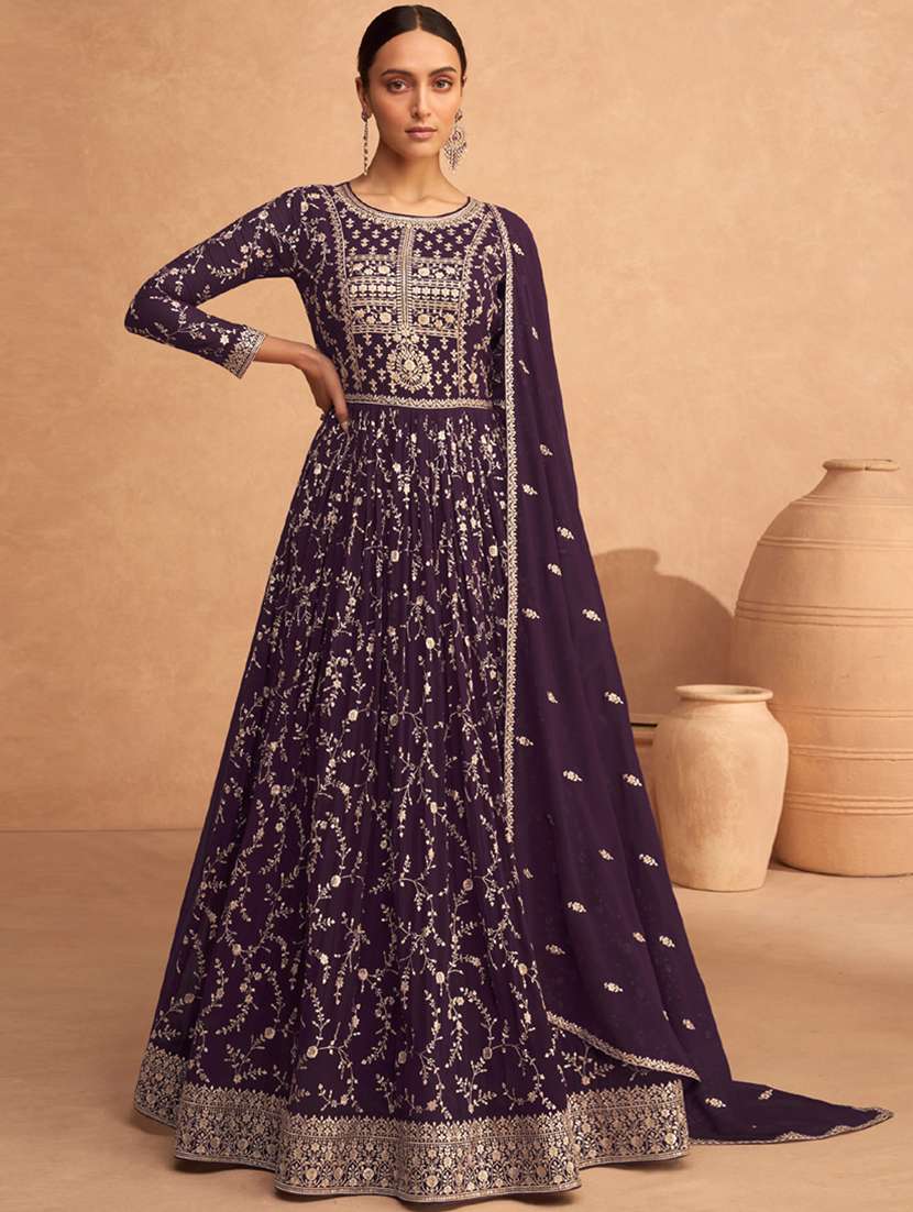 women embroidered semi-stitched suit set - 20836758 -  Zoom Image - 0
