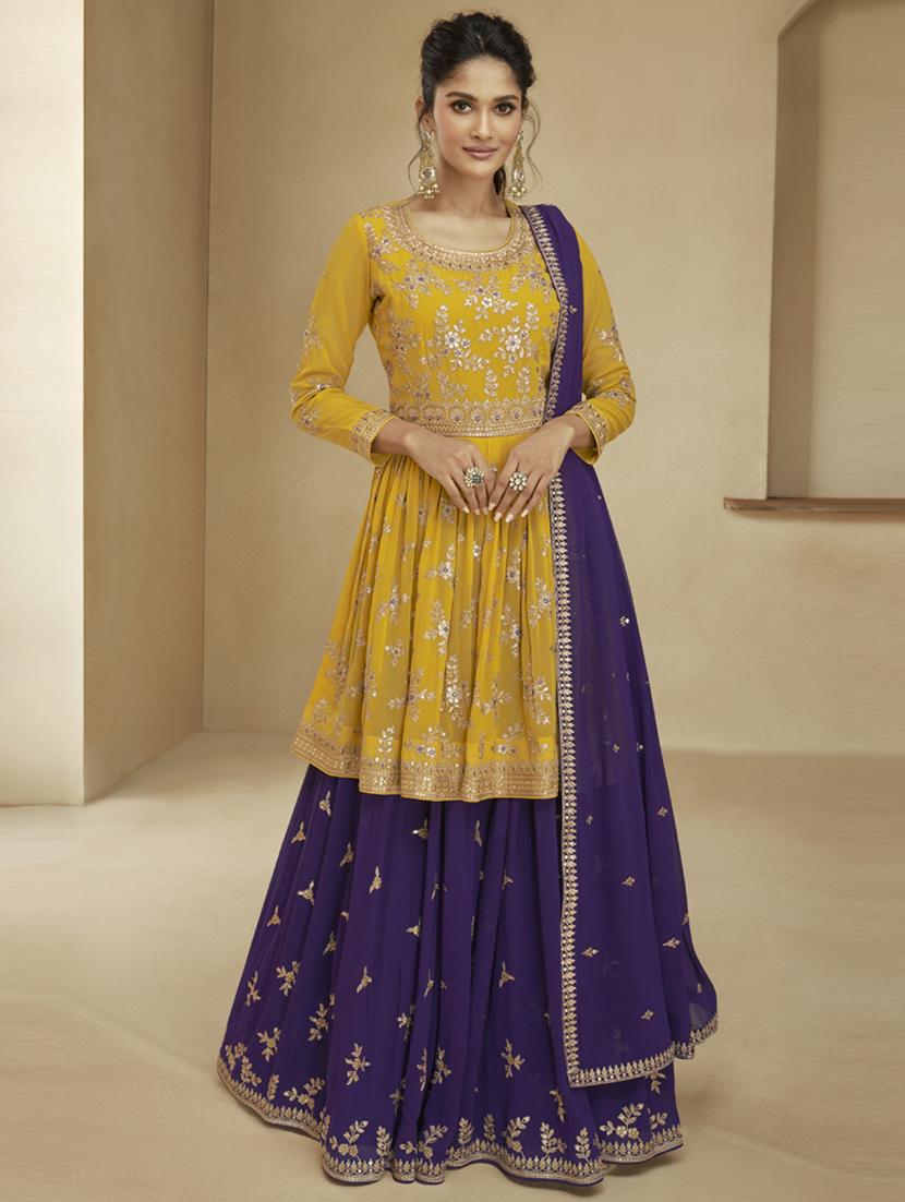 embroidered semi-stitched suit set - 20836767 - Zoom Image - 0