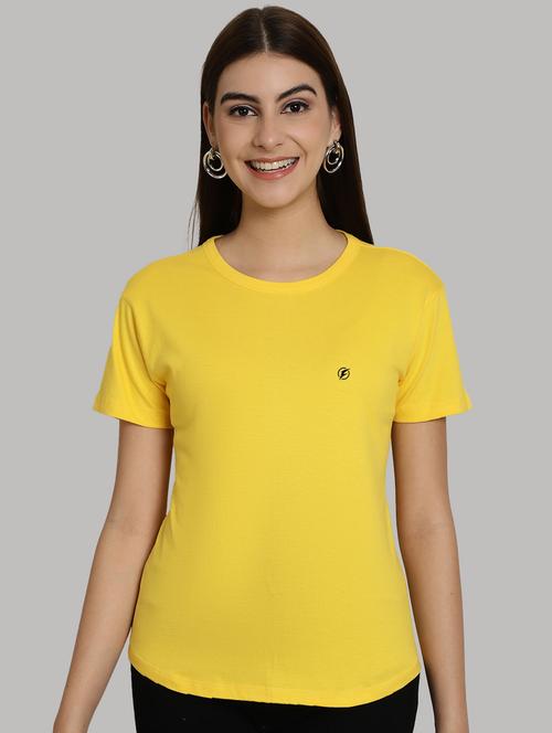 yellow cotton solid t-shirt - 20836824 - Standard Image - 0
