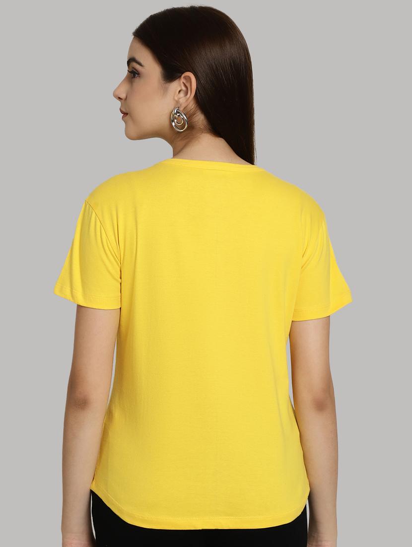 yellow cotton solid t-shirt - 20836824 - Standard Image - 3