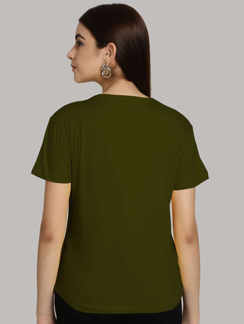 olive cotton solid t-shirt - 20836869 - Standard Image - 3