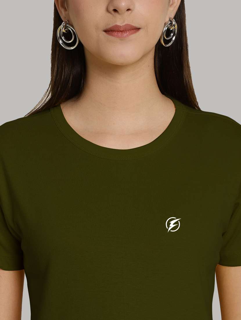 olive cotton solid t-shirt - 20836869 - Standard Image - 5