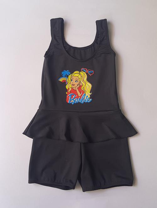 black front print functional swimsuit - 20837348 -  Standard Image - 0
