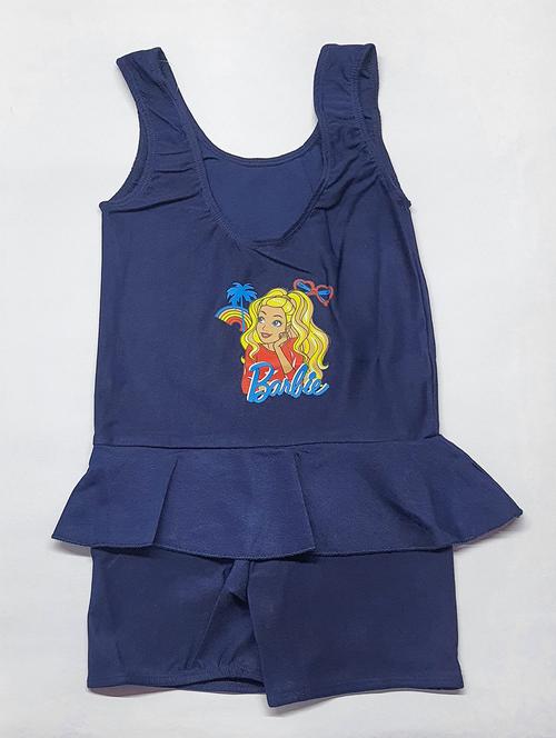 dark blue front print functional swimsuit - 20837355 -  Standard Image - 0