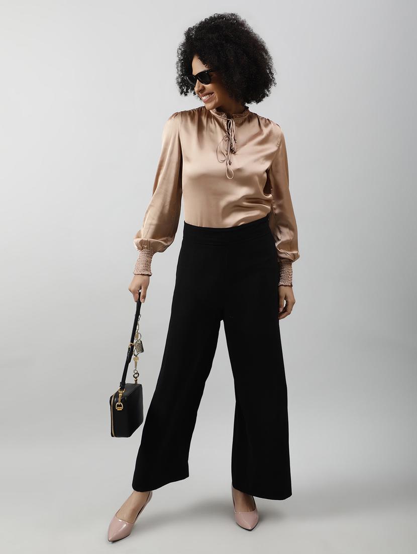 solid brown satin regular top - 20837653 - Standard Image - 5
