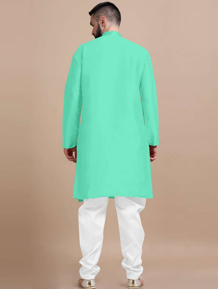 men solid long sleeve kurta pajama set - 20837677 -  Standard Image - 3