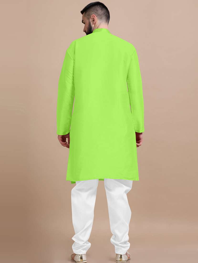 men solid long sleeve kurta pajama set - 20837683 -  Standard Image - 3