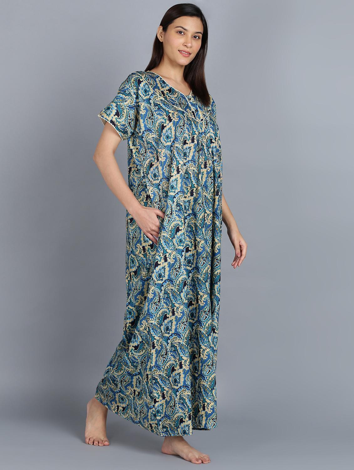 women printed round neck nighty - 20838125 - Standard Image - 3