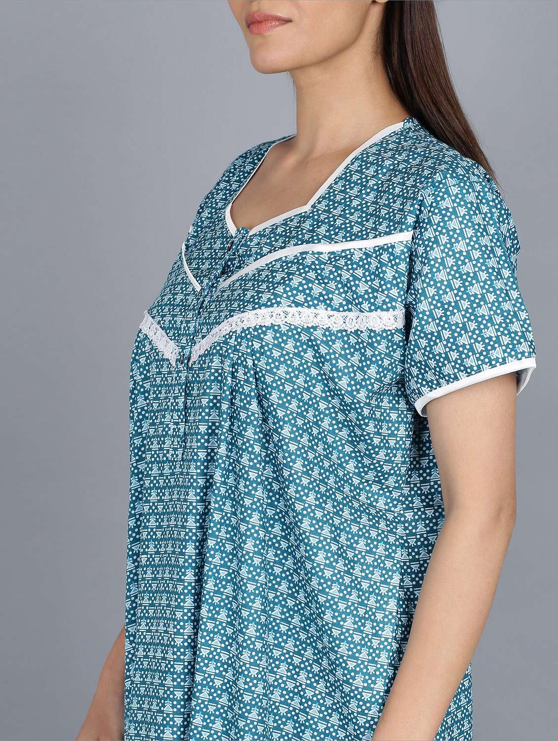 green cotton printed nighty - 20838130 - Standard Image - 5