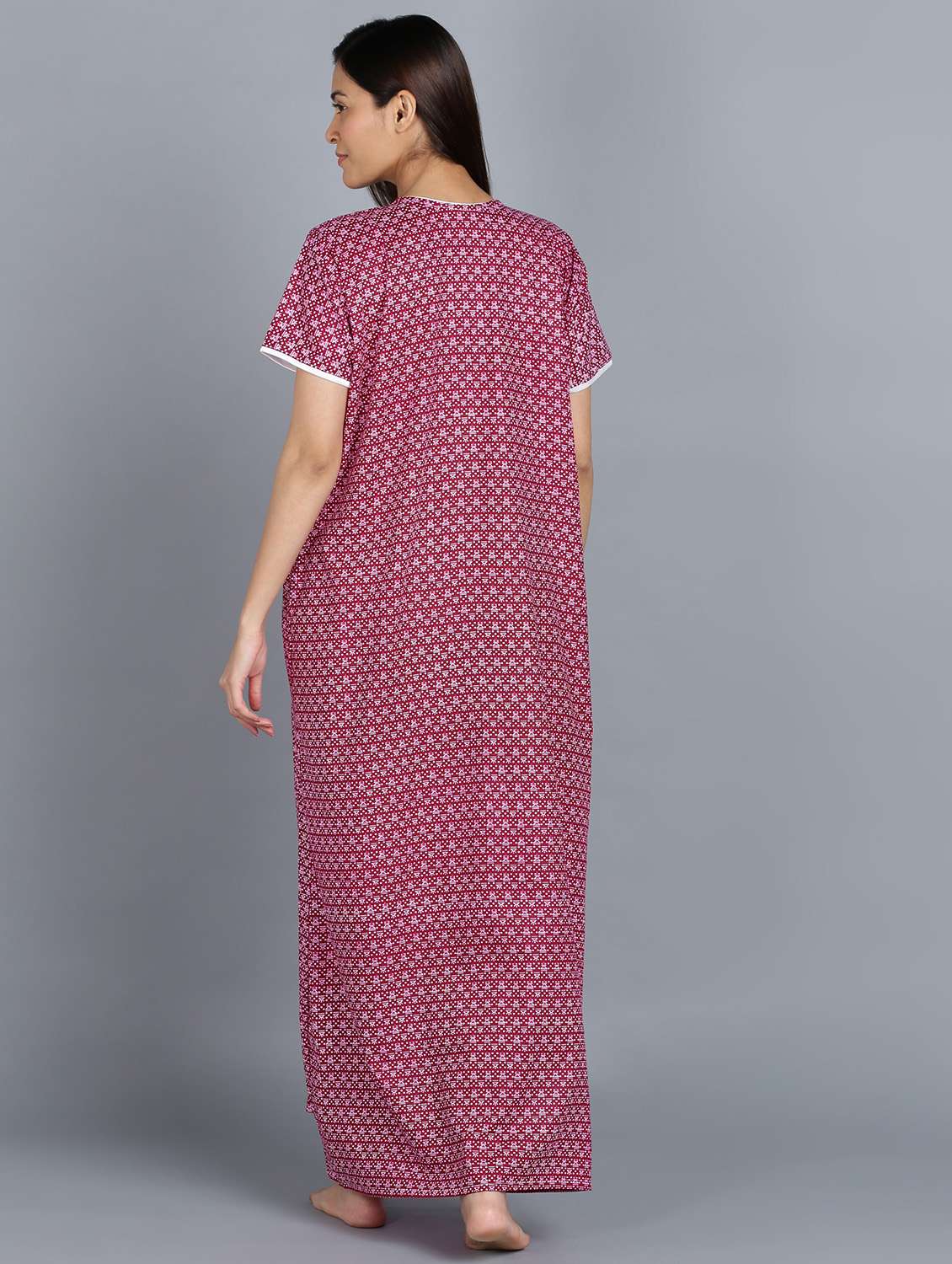 pink cotton printed nighty - 20838134 - Standard Image - 5
