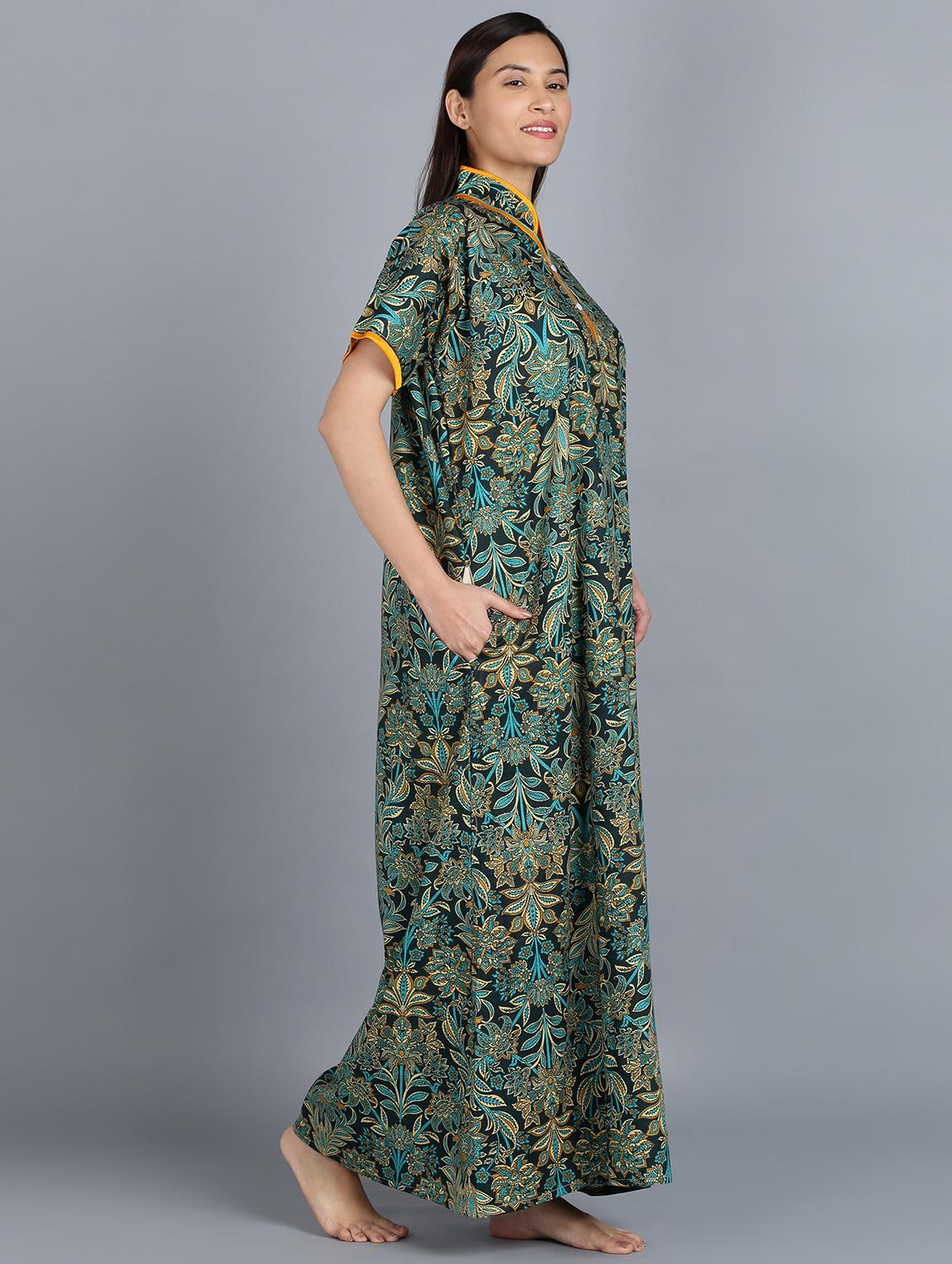 green cotton printed nighty - 20838135 - Standard Image - 3
