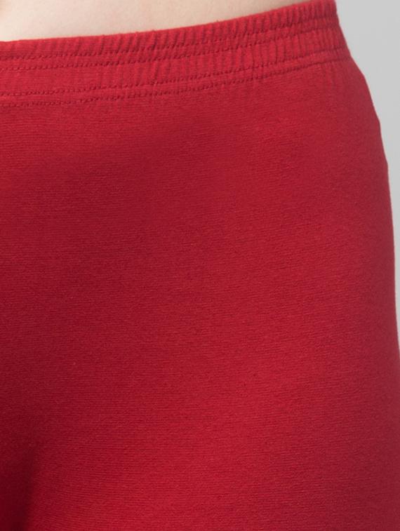 solid maroon cotton lycra capri - 20838348 - Standard Image - 3