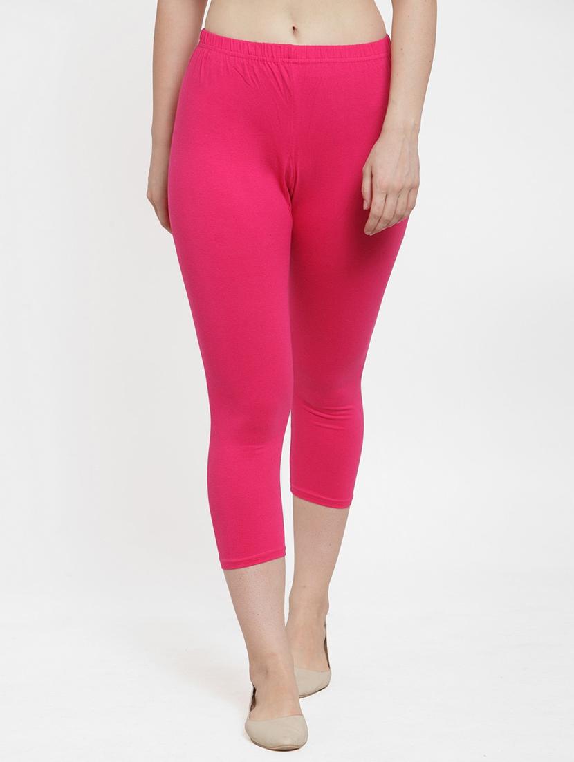 solid pink cotton lycra capri - 20838354 - Zoom Image - 0
