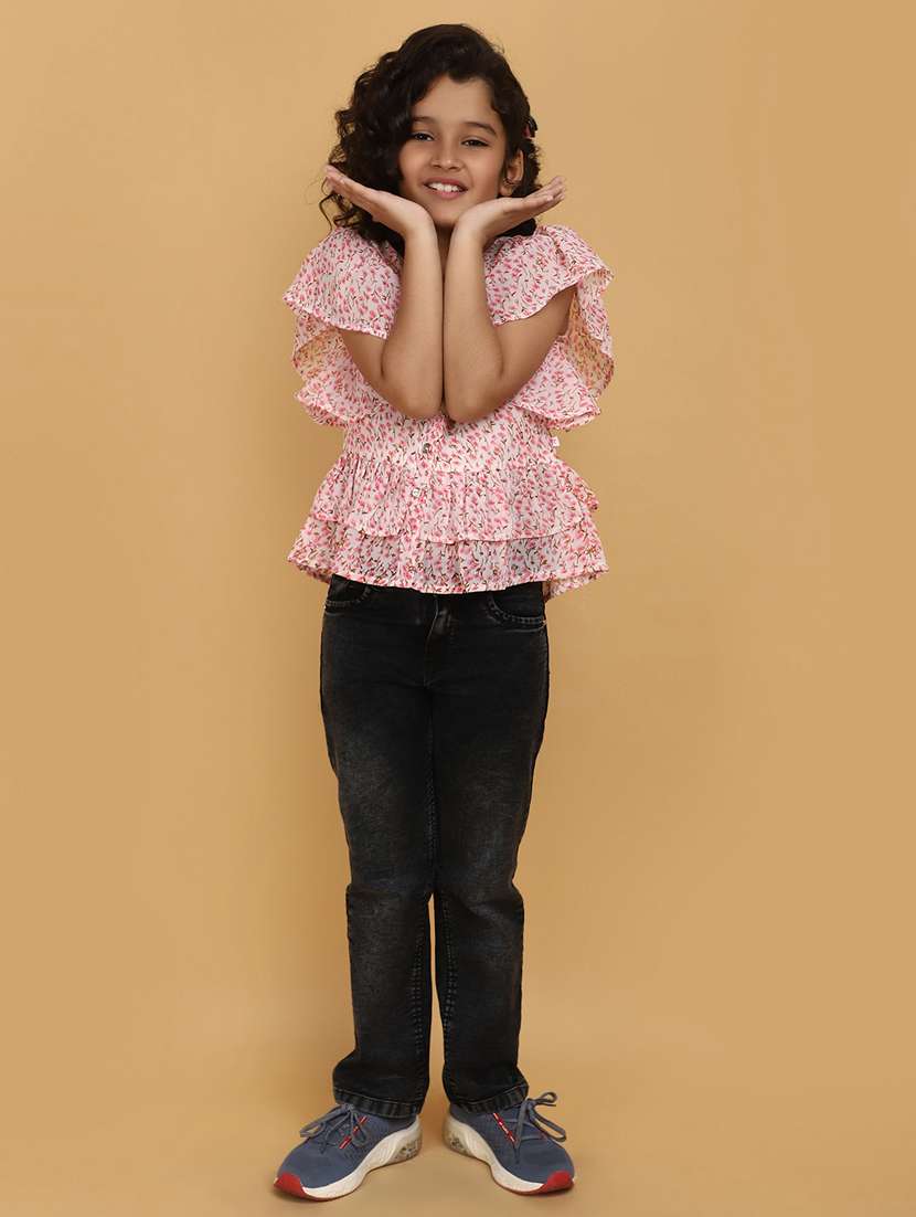 girls v neck floral printed top - 20839381 -  Standard Image - 3