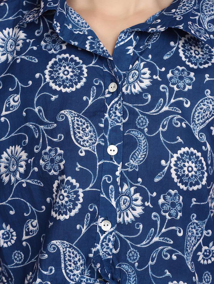 women blue cotton regular top - 20839397 -  Standard Image - 5