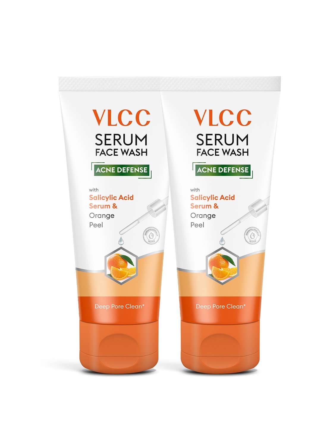 vlcc acne defense serum facewash with salicylic acid serum & orange - 100ml  ( pack of 2 )