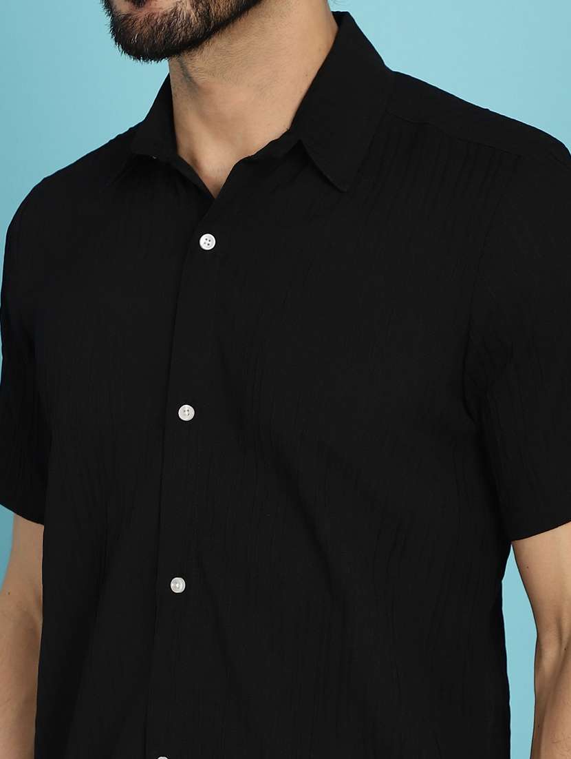 black cotton blend casual shirt - 20840508 -  Standard Image - 5
