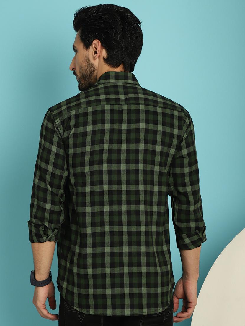 men green regular fit checkered casual shirt - 20840513 - Standard Image - 3