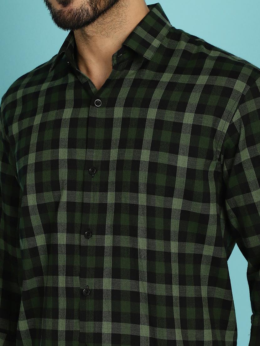 men green regular fit checkered casual shirt - 20840513 - Standard Image - 5