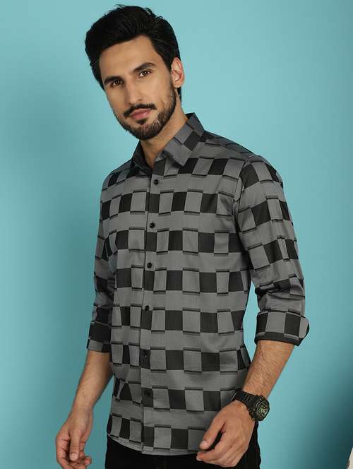 grey cotton casual shirt - 20840514 - Standard Image - 0