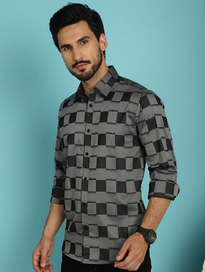 grey cotton casual shirt - 20840514 - Zoom Image - 0