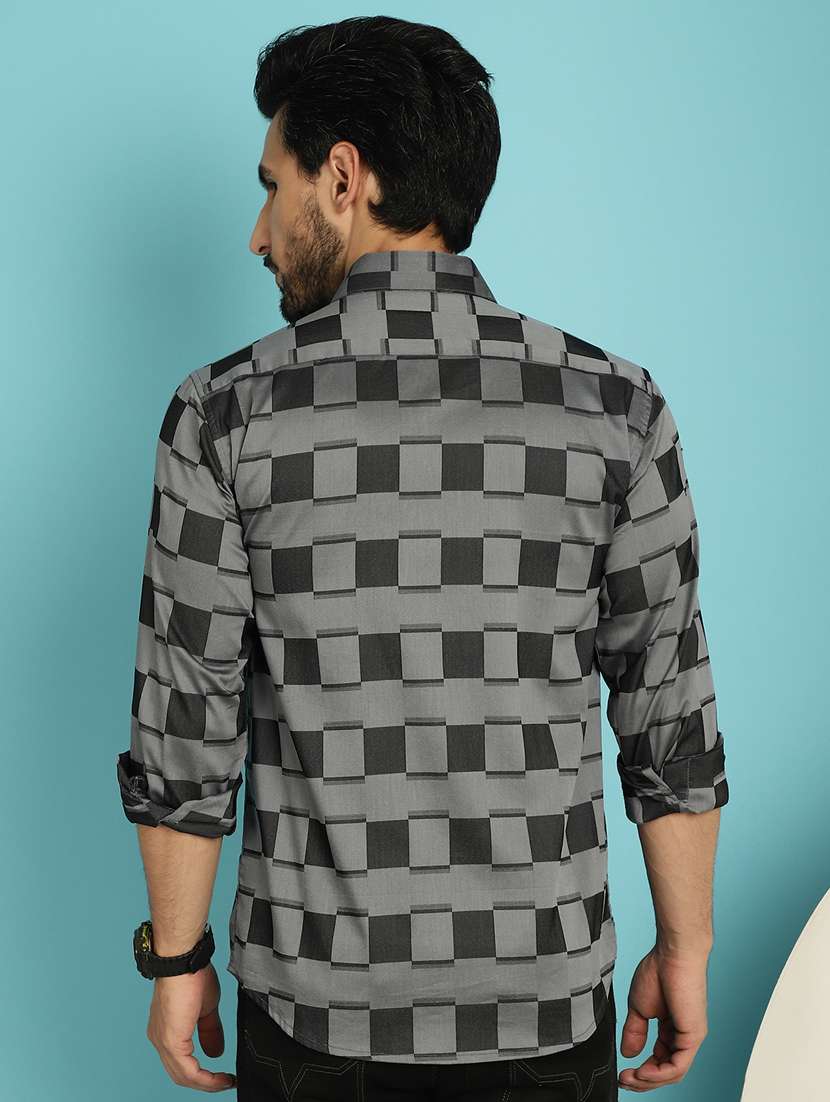 grey cotton casual shirt - 20840514 - Standard Image - 3
