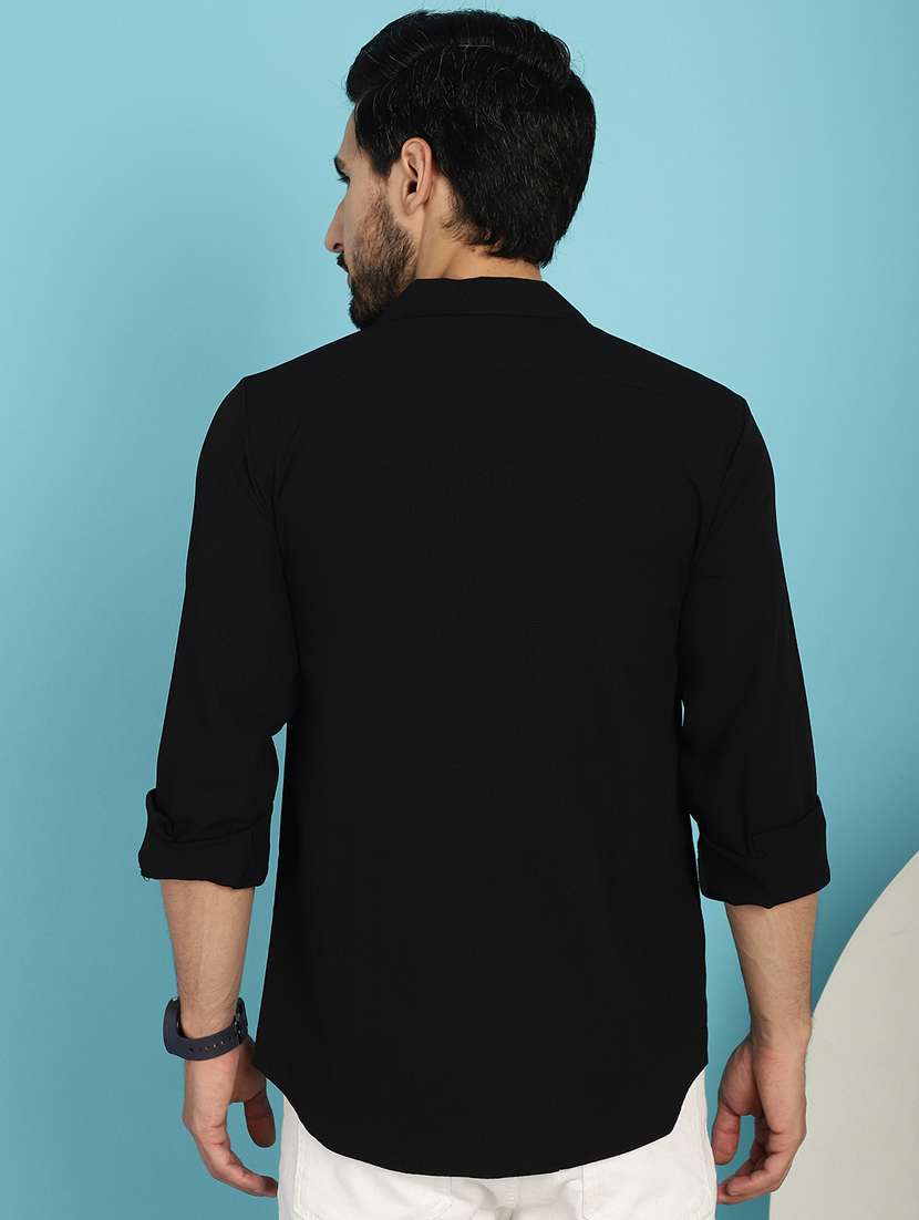 black cotton casual shirt - 20840520 -  Standard Image - 3