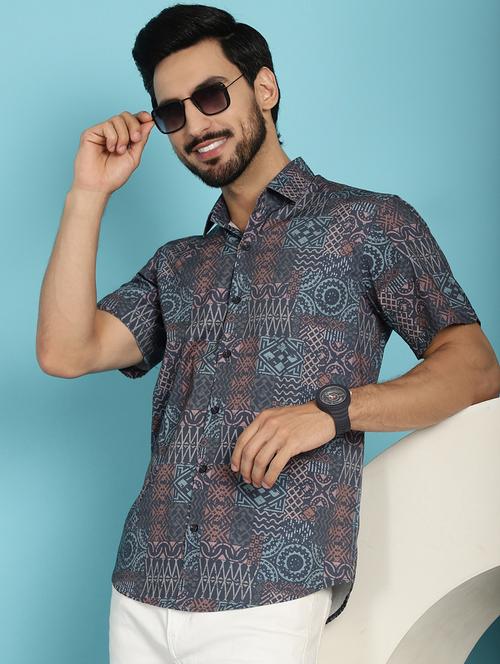 grey cotton casual shirt - 20840533 - Standard Image - 0