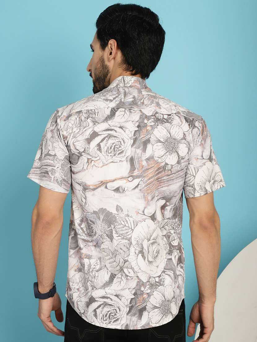 cream cotton casual shirt - 20840545 -  Standard Image - 3