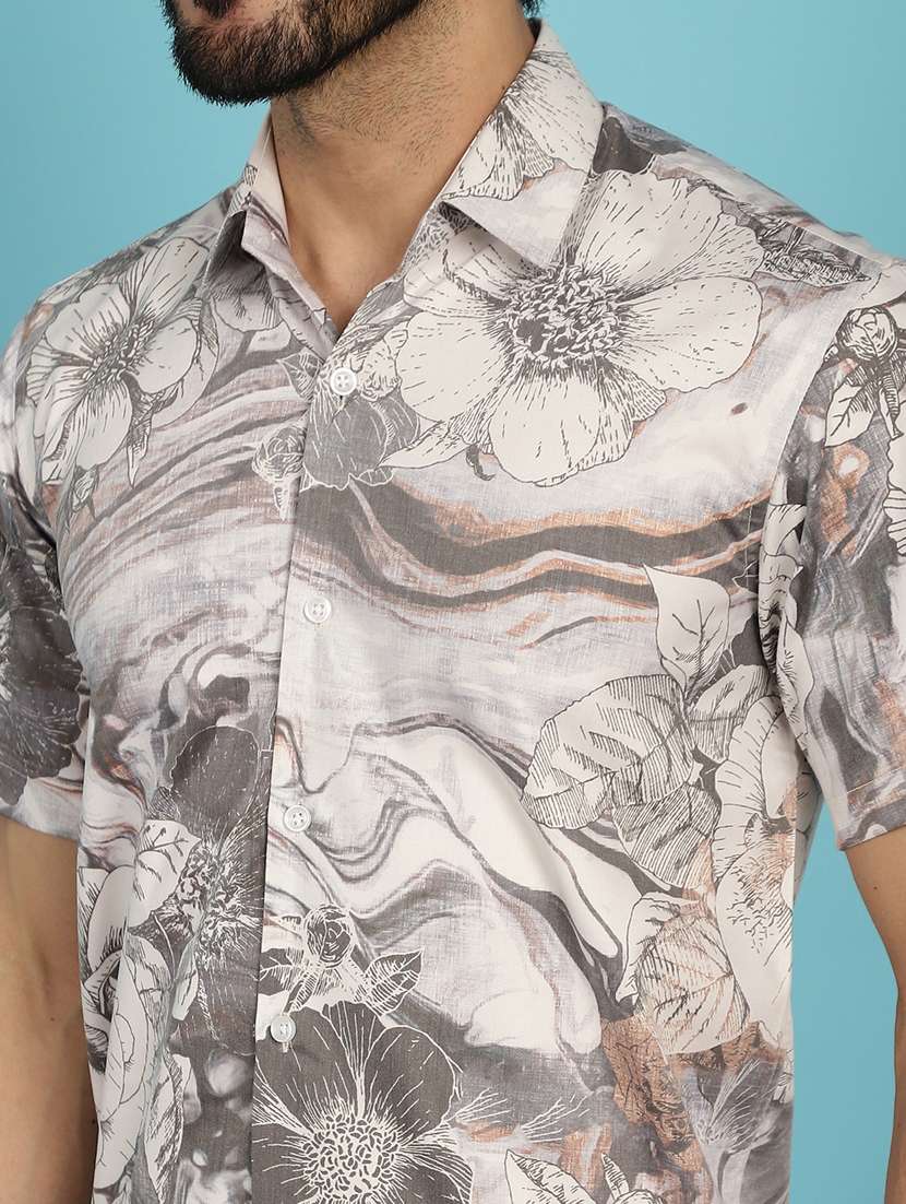 cream cotton casual shirt - 20840545 -  Standard Image - 5