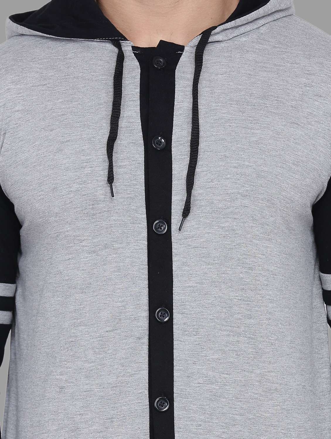 men color block hooded casual shirt - 20840590 -  Standard Image - 3