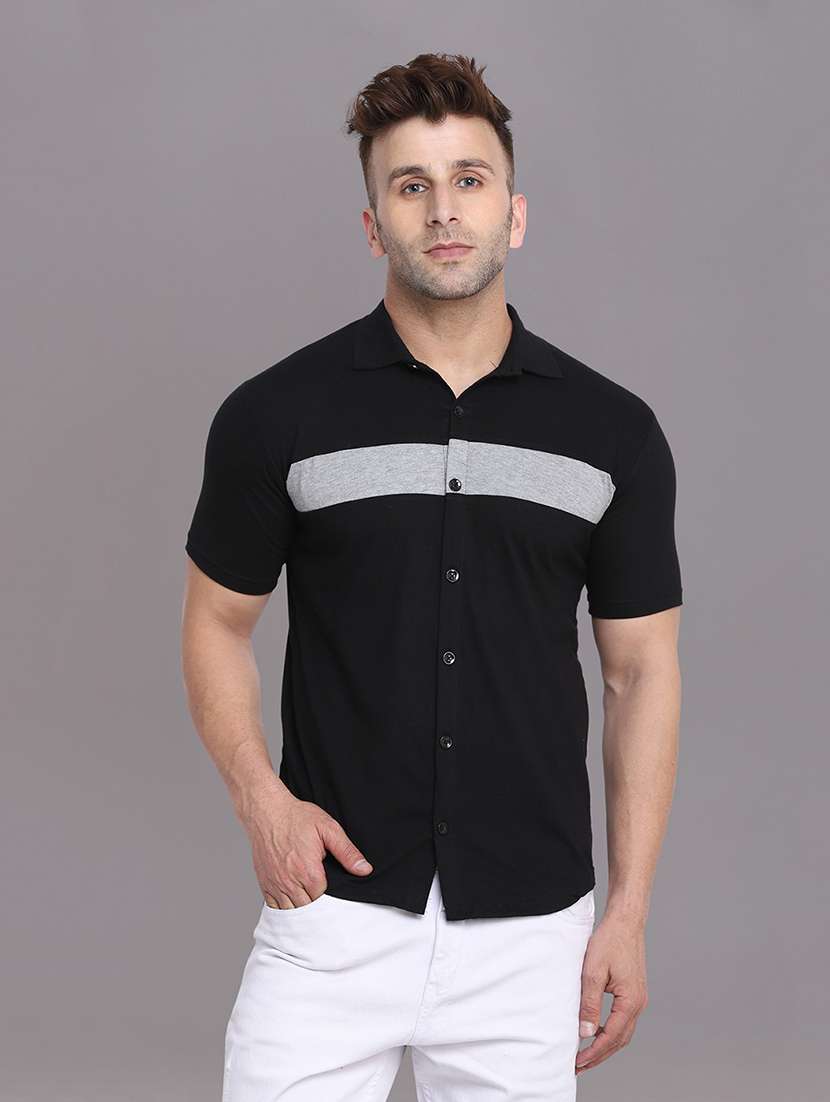 men color block cotton casual shirt