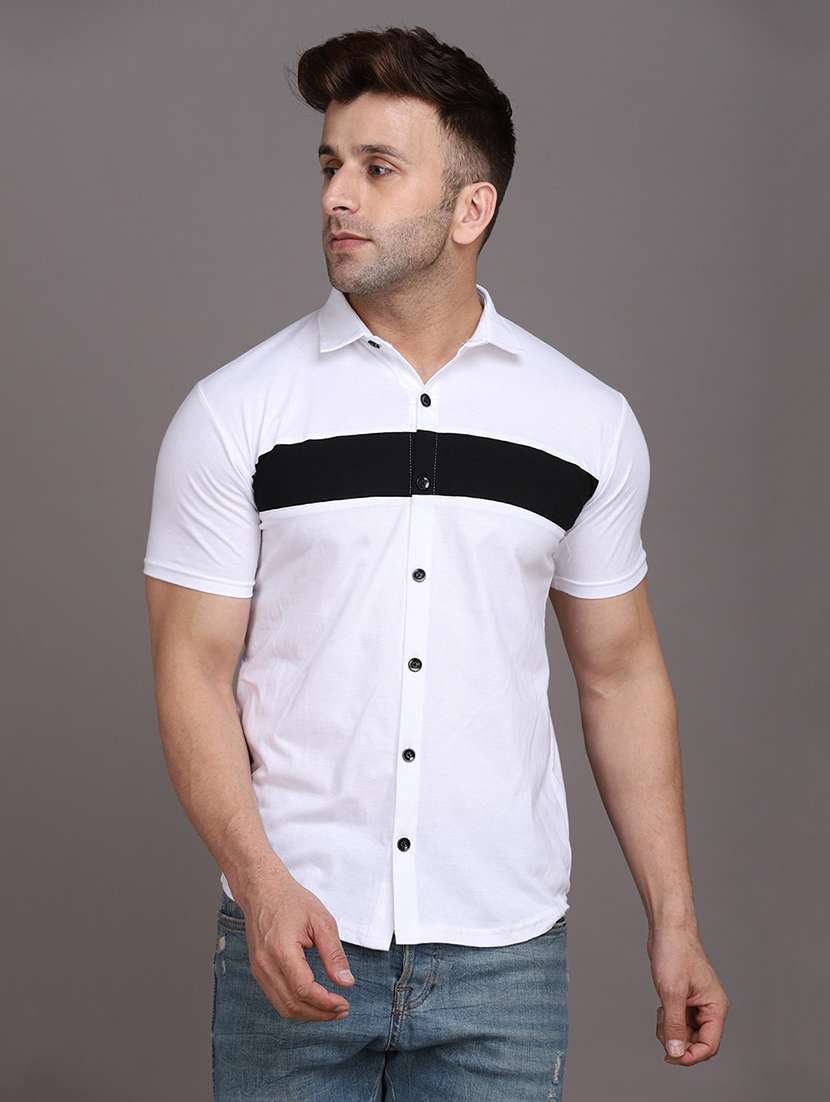men color block cotton casual shirt