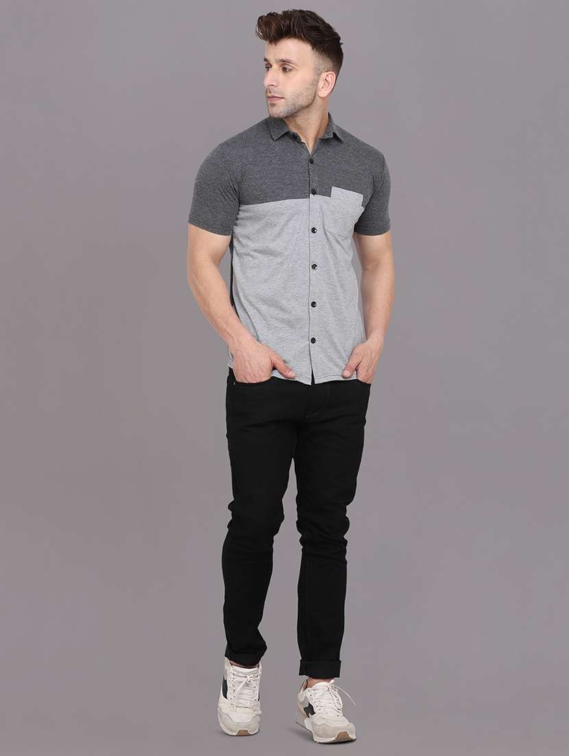 men color block cotton casual shirt - 20840673 -  Standard Image - 3