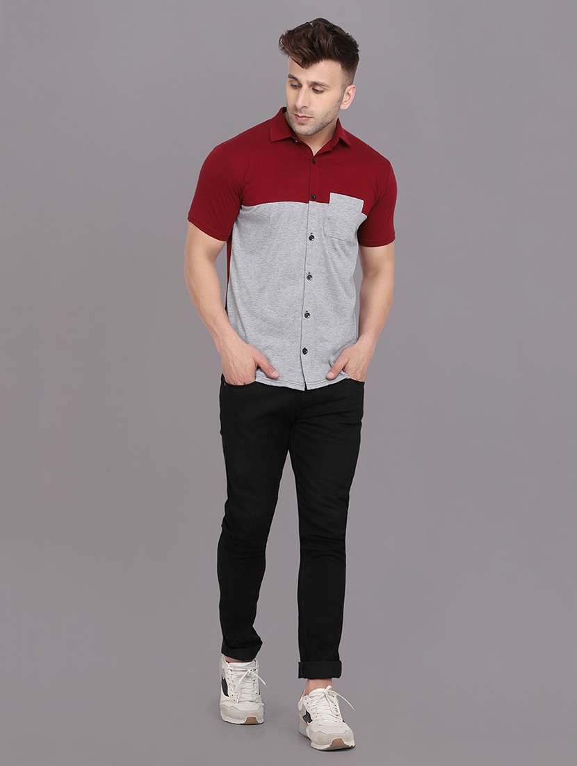 men color block cotton casual shirt - 20840676 -  Standard Image - 3