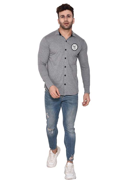 men collared placement printed casual shirt - 20840694 -  Standard Image - 3