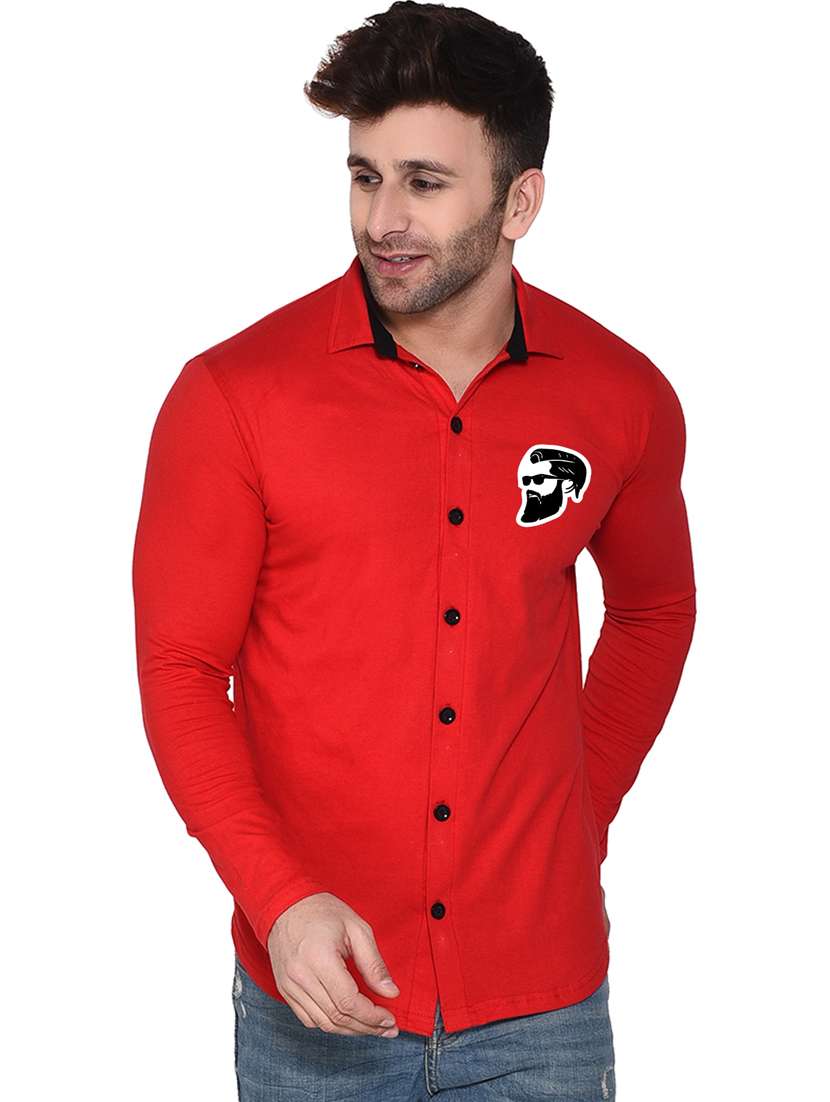 men collared placement printed casual shirt