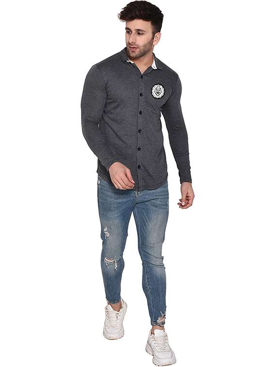 men collared placement printed casual shirt - 20840713 -  Standard Image - 3