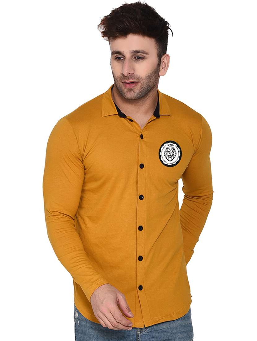 men placement print cotton shirt